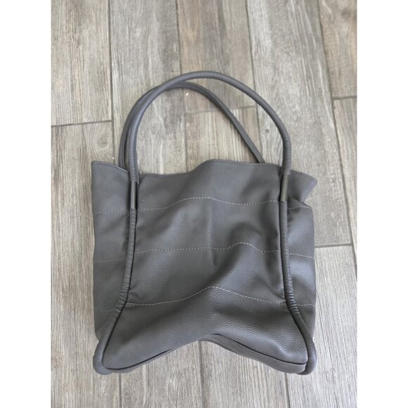 NEIMAN MARCUS Dark Gray Faux Pebbled Vegan Leather Shoulder Tote Bag Purse. Y2K - Picture 1 of 8